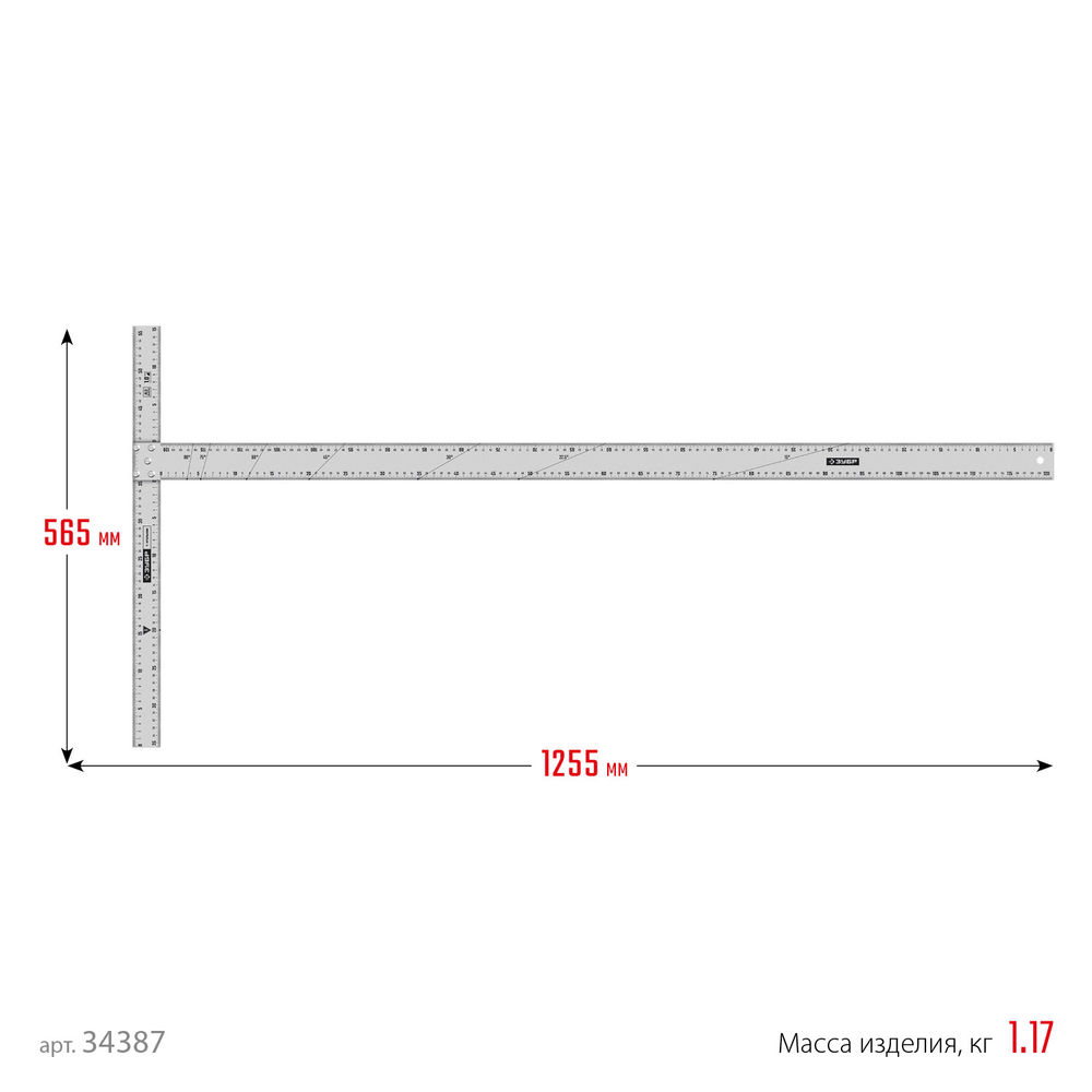 Т-угольник алюминиевый ЗУБР Профессионал 34387