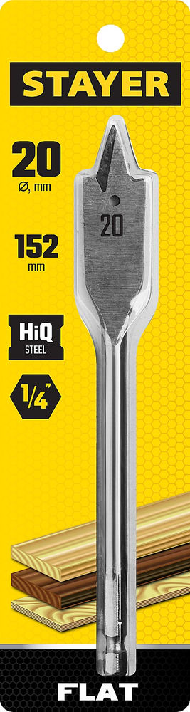 Сверло по дереву перовое 20 x 152 мм Flat STAYER 2950-20