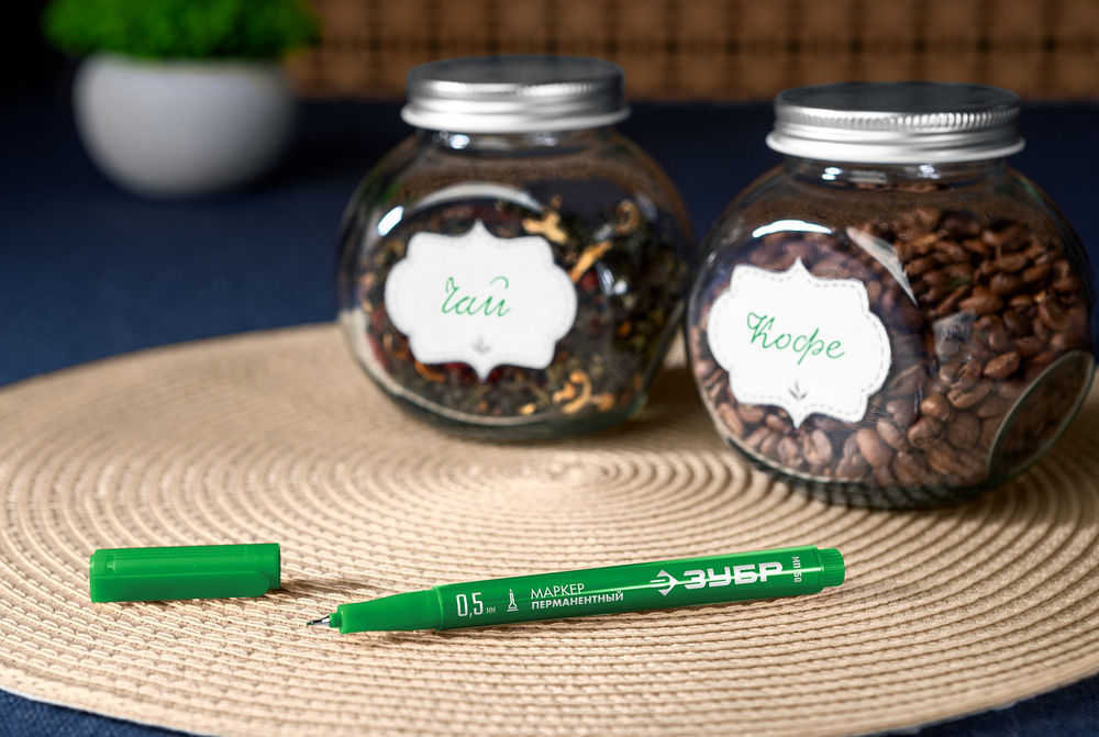 Перманентный маркер МП-50 зеленый, 0.5 мм ЗУБР 06321-4