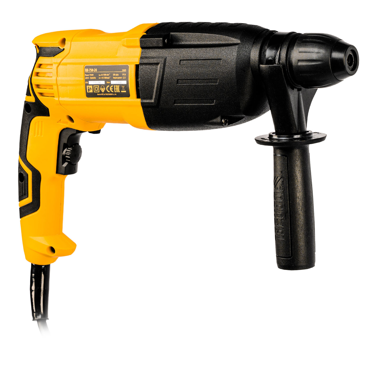 Перфоратор электрический RH-750-24, SDS-plus, 750 Вт, 2.5 Дж, 3 режима Denzel (26605)