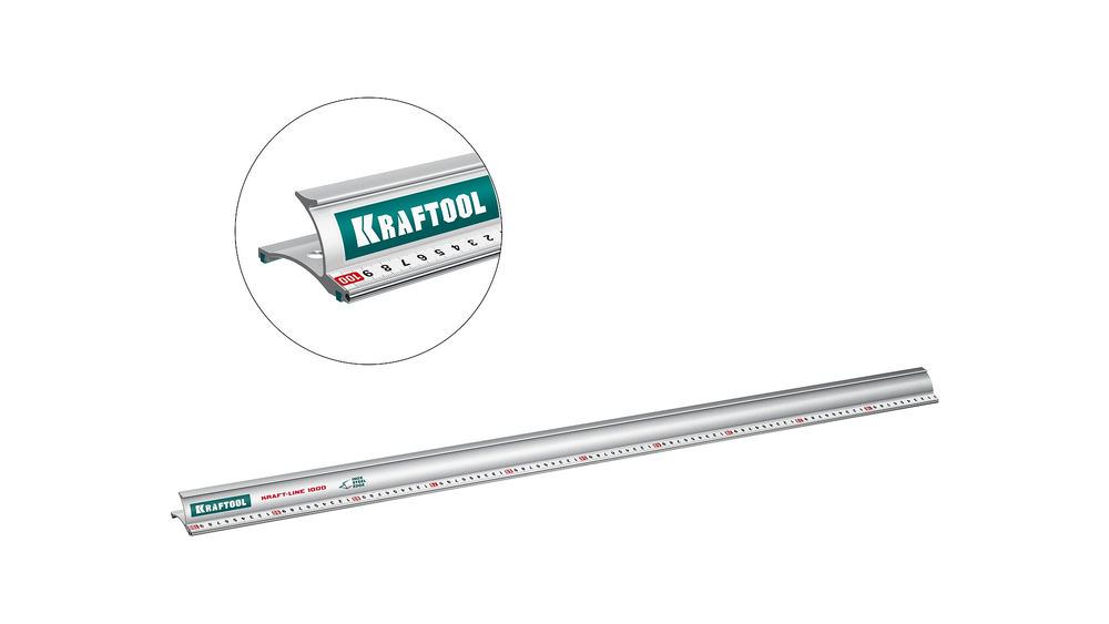 Линейка усиленная алюминиевая 1.0 м со стальной направляющей KRAFT-LINE KRAFTOOL 34275-100