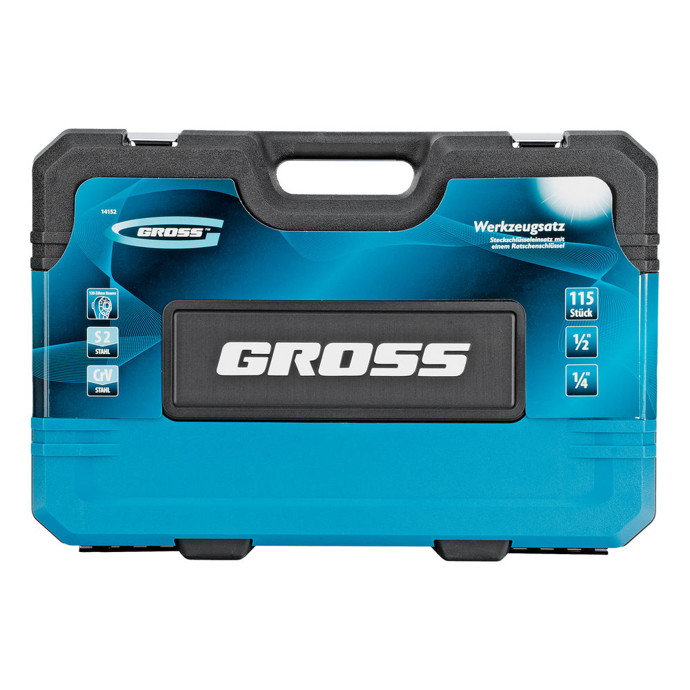 Набор инструментов, 1/4, 1/2, CrV, 120 зубьев, 115 предметов Gross