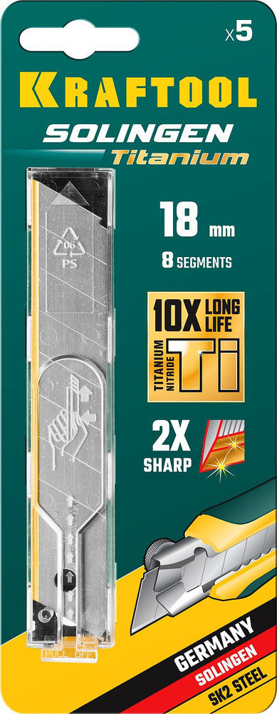 Сегментированные лезвия 18 мм, 5 шт, с TiN-покрытием KRAFTOOL 09605-TIN-18-S5_z02