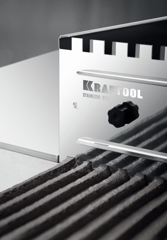 Раздвижная гребенка для плитки зуб 8 10 12 мм полукруг 10?20 мм нерж. сталь BUNKER-4 KRAFTOOL 08081