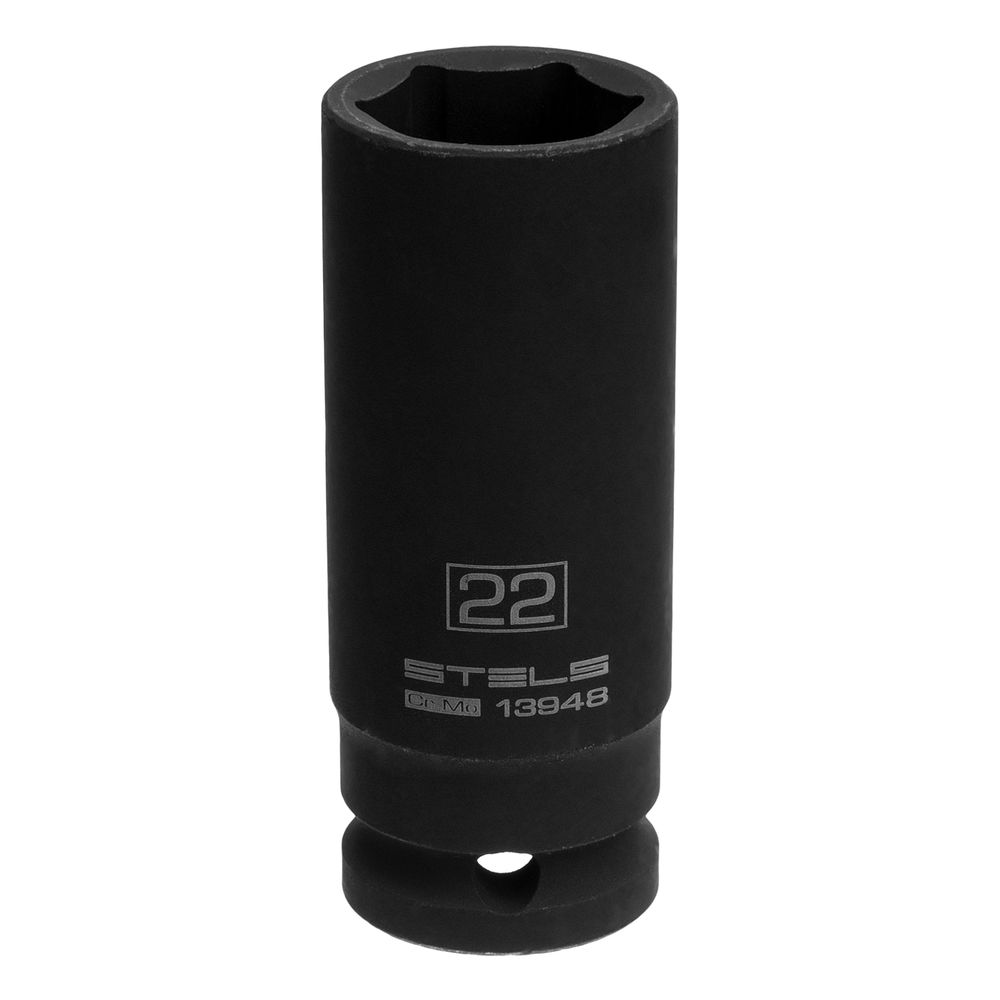 Головка ударная удлиненная шестигранная, 22 мм, 1/2, CrMo Stels