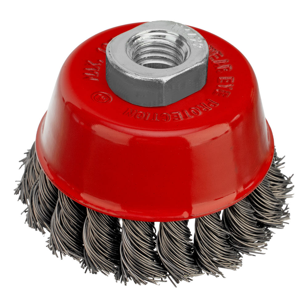 Щетка для УШМ, 75 мм, М14, чашка, крученая проволока 0.5 мм Matrix (74624)