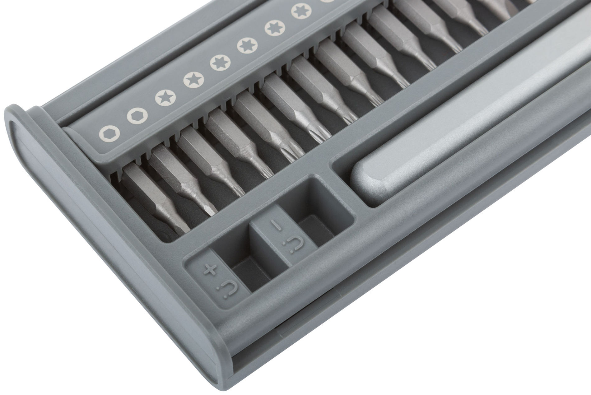 Отвертка с битами для точных работ, 24 CrV бит, пластиковый бокс (56194)