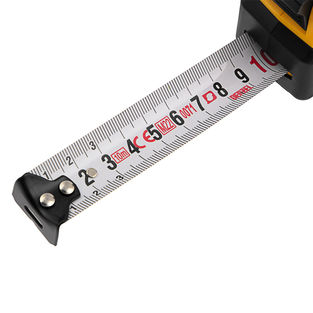 Рулетка 10м х 25мм, двухкомп. корпус, кнопка-пауза Denzel