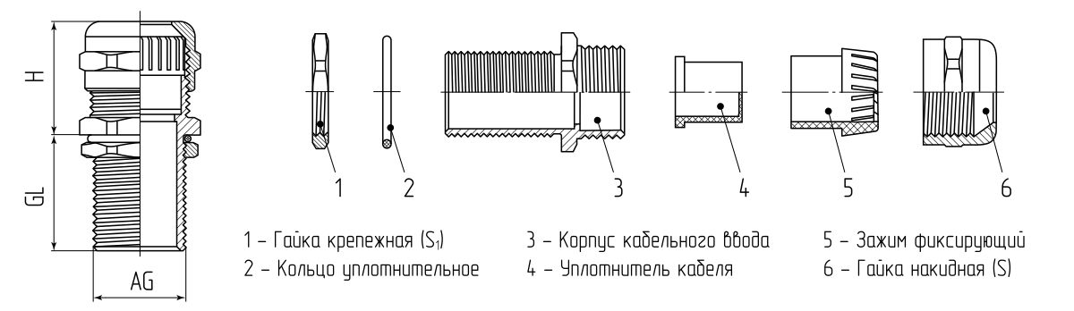 Ввод кабельный латунный МGM-XL 12 (3-6.5 мм) (Fortisflex) (88622)