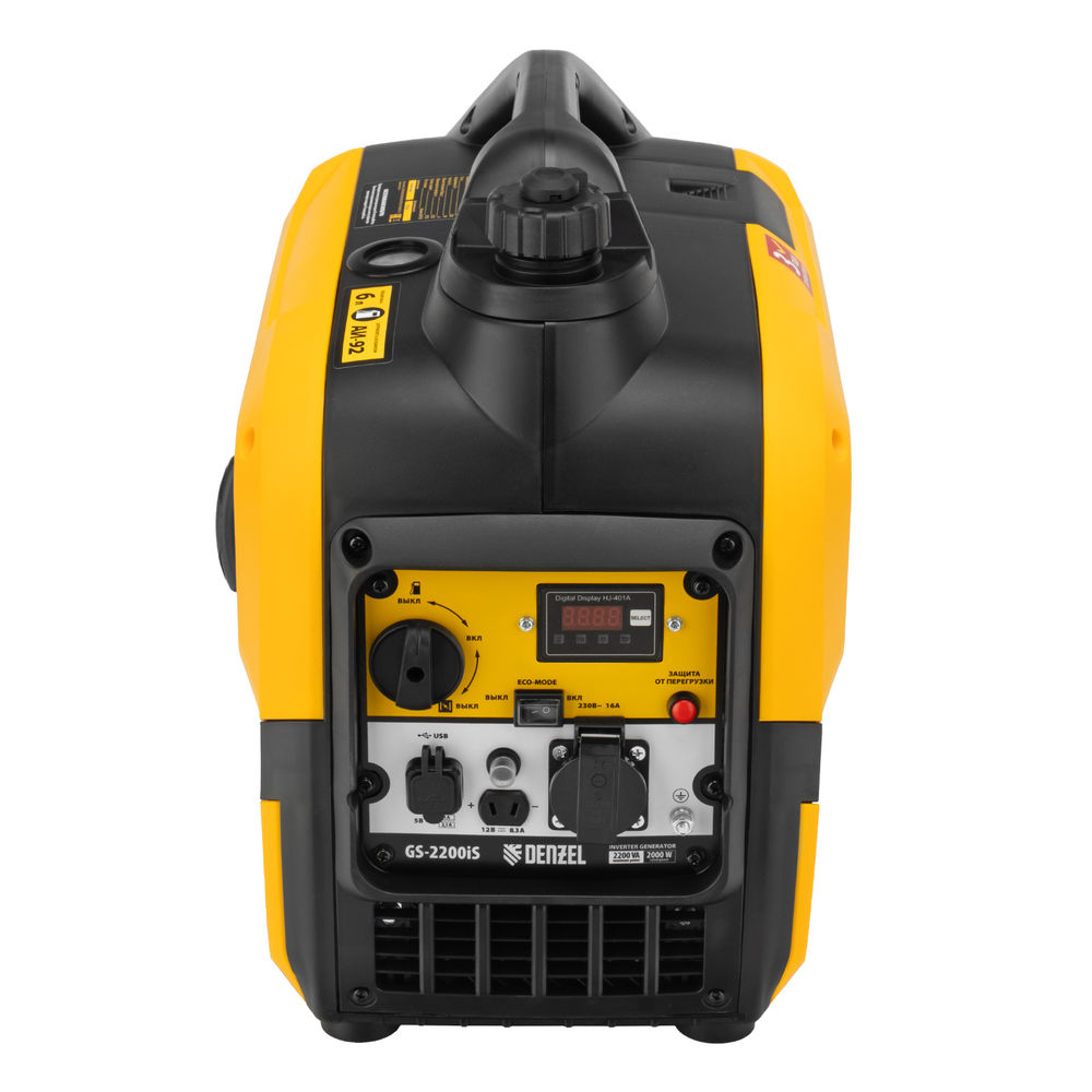 Генератор инверторный GS-2200iS, 2,2 кВт, 230 В, закрытый корпус, ручной старт DENZEL (94713)