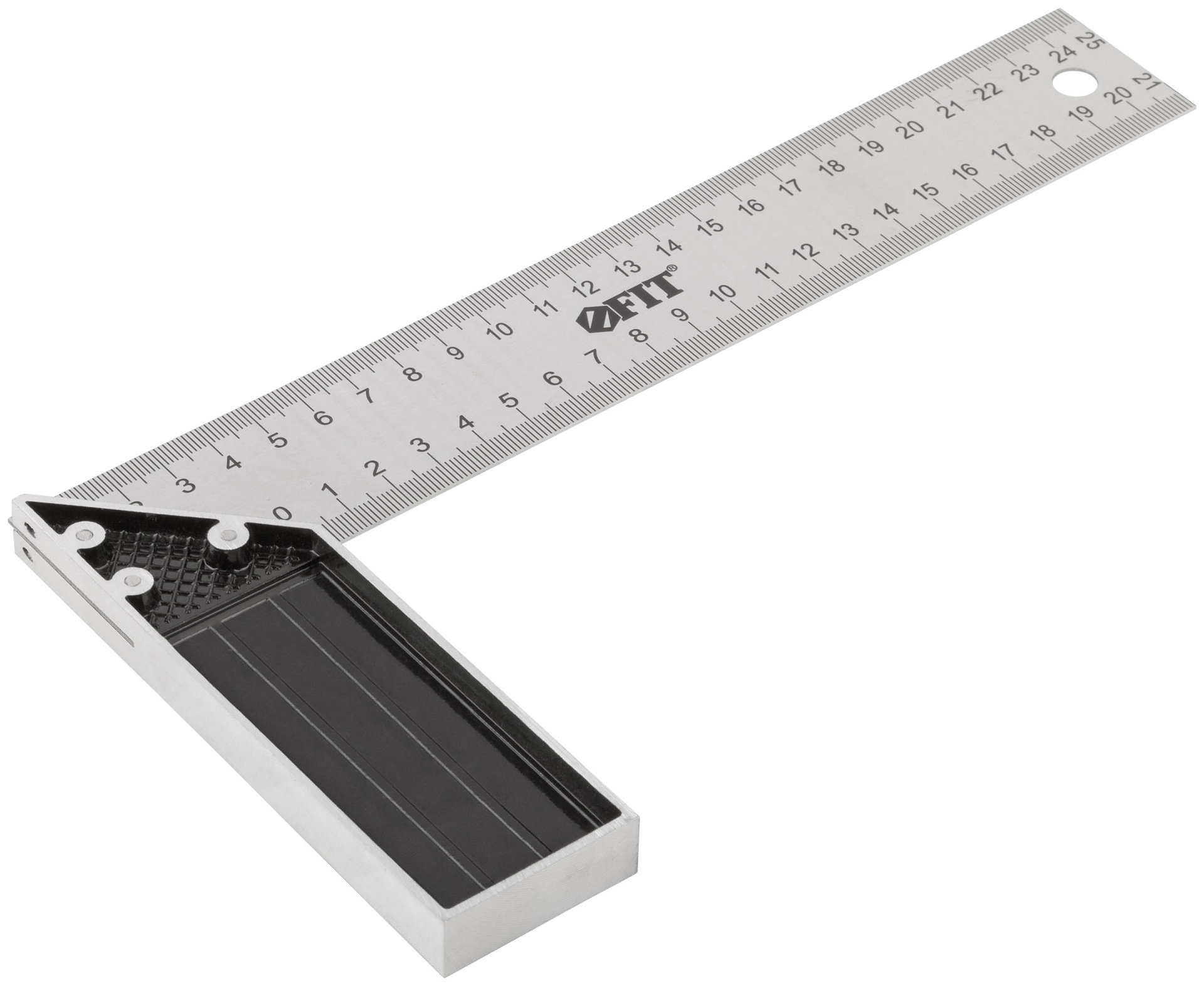 Угольник столярный, рифленая шкала, алюминиевое основание 250 мм (19461)