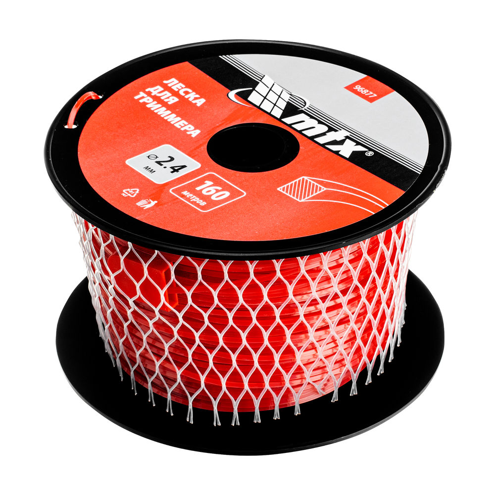Леска для триммера квадрат 2,4 мм х 160 м, на катушке MTX (96877)
