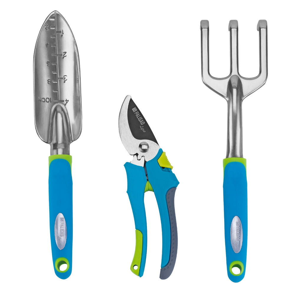 Набор садового инструмента с секатором, алюминиевый цельнолитой, 3 предмета, LUXE Palisad (629018)