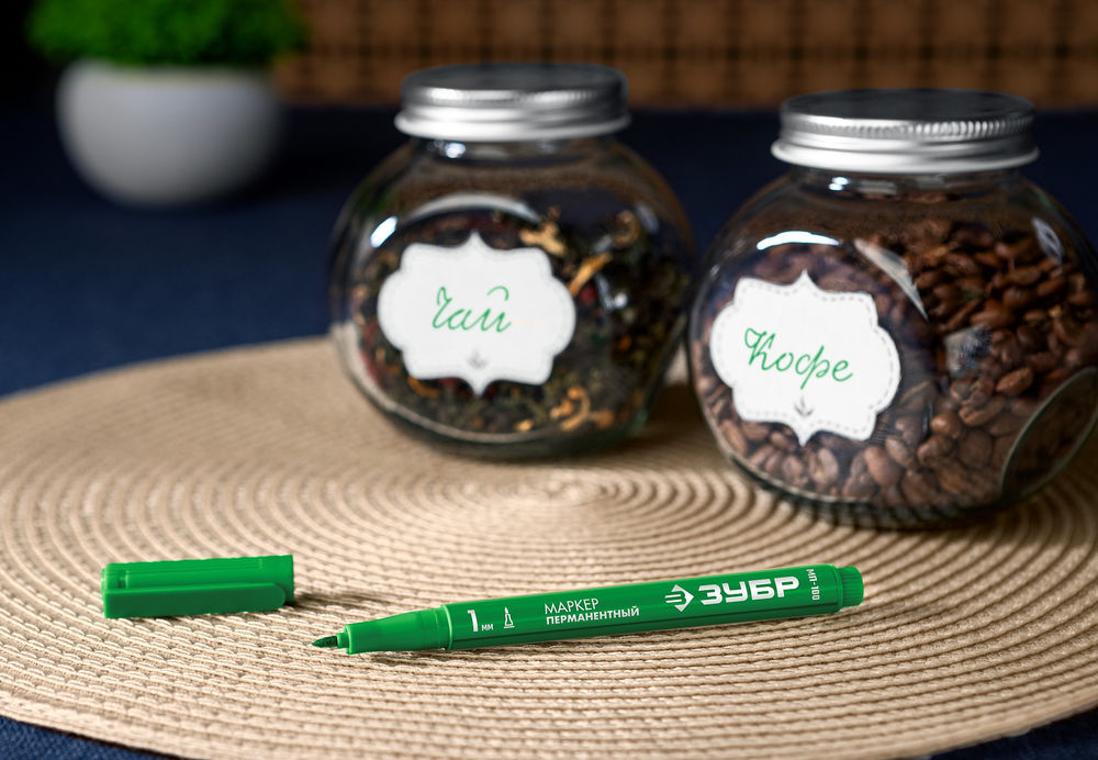 Перманентный маркер МП-100 зеленый, 1 мм ЗУБР 06320-4