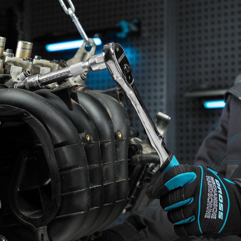 Ключ-трещотка 1/2, CrV, 90 зубьев, усиленный, хром Gross