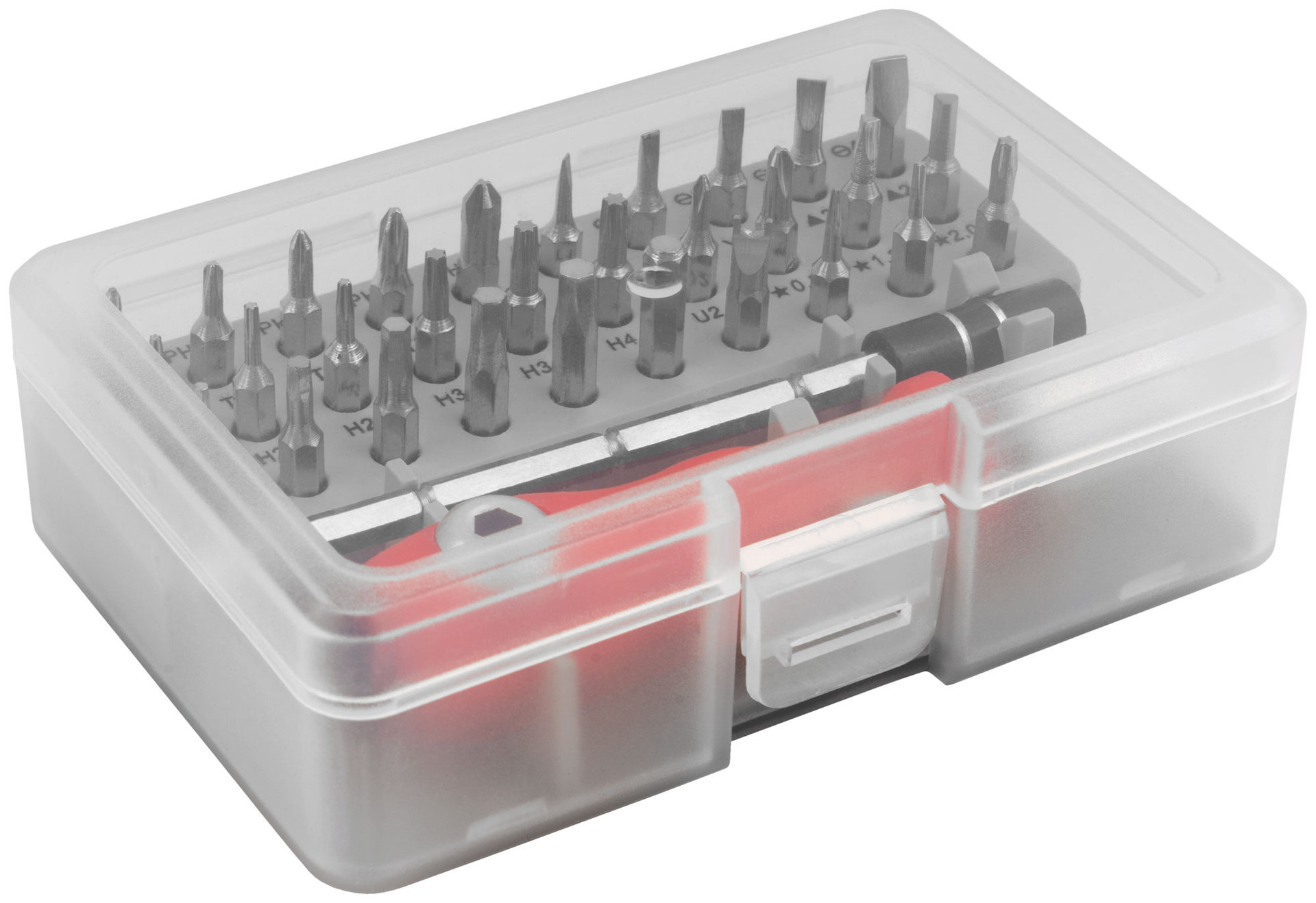 Отвертка с битами для точных работ, 30 CrV бит, удлинитель, пластиковый бокс (56175)