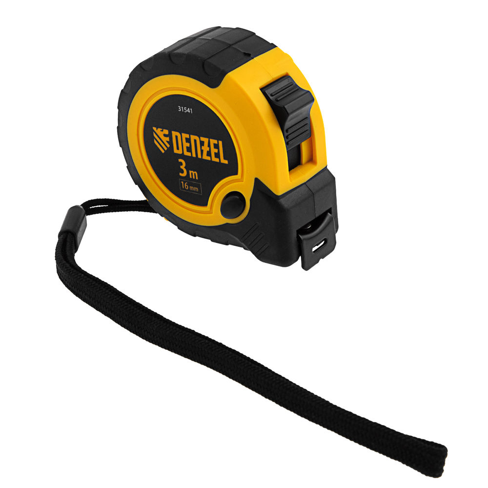 Рулетка 3м х 16мм, двухкомп. корпус, кнопка-пауза Denzel