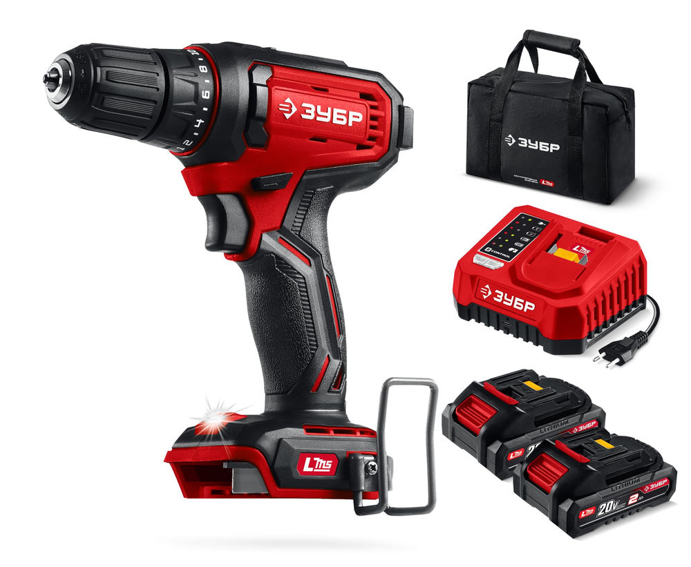 Дрель-шуруповерт 20 В 40 Н·м 2 АКБ LMS 2 А·ч сумка ЗУБР ДШ-40-22