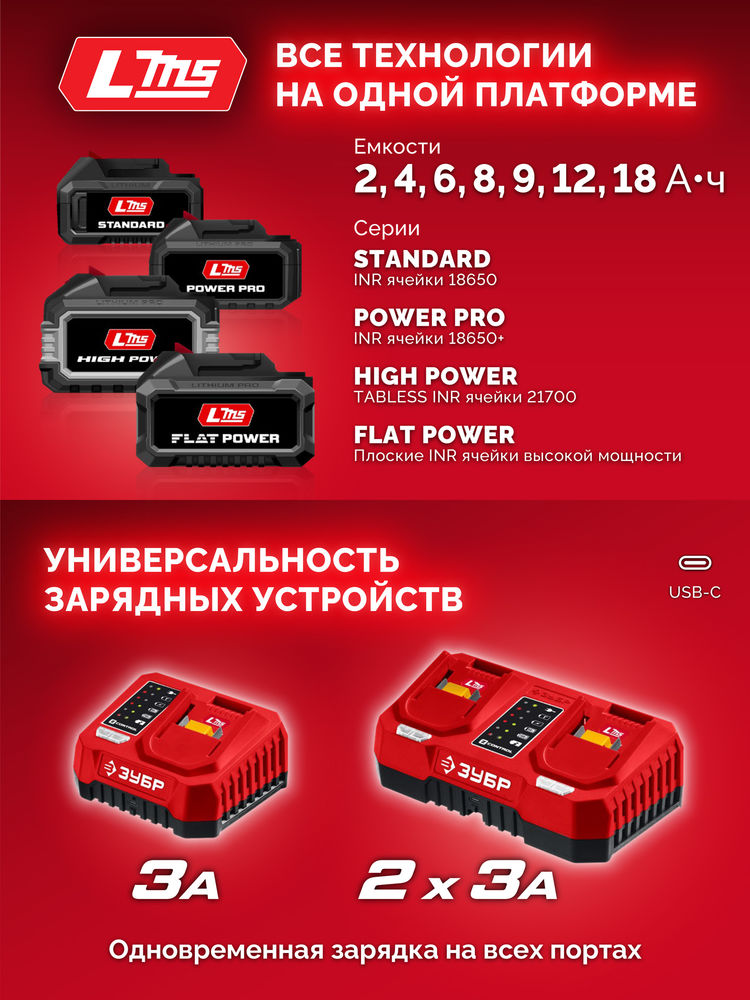 Дрель-шуруповерт бесщеточная 20 В 45 Н·м 1 АКБ LMS 2 А·ч ЗУБР ДБ-45-21