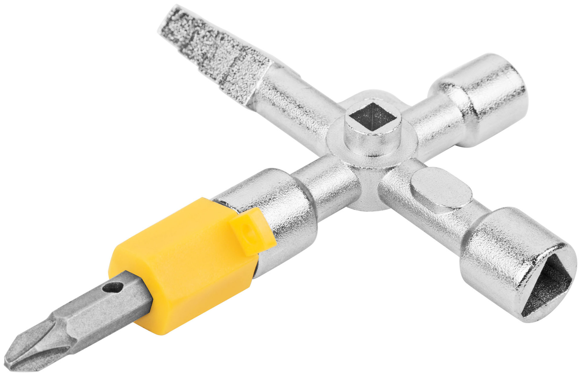 Ключ универсальный для электрошкафов 5-в-1, двусторонняя CrV бита PH2/SL7 (60107)