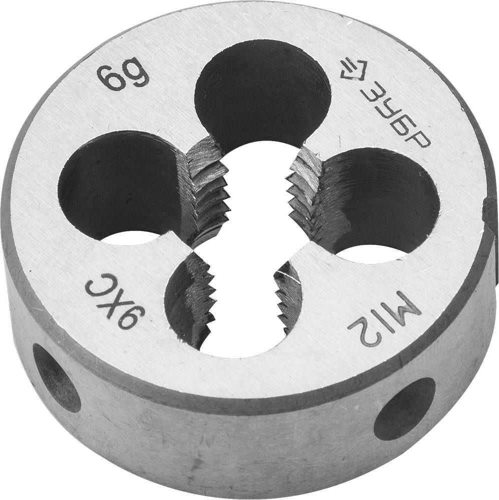 Плашка круглая ручная сталь 9ХС ЗУБР М12 x 1.75 мм 4-28022-12-1.75