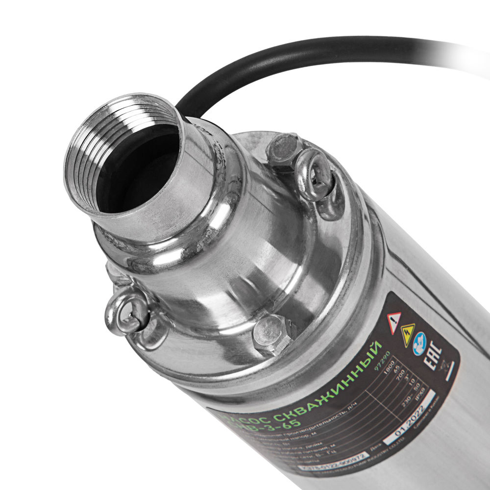 Скважинный насос СНВ-3-65, винтовой, диаметр 3, 700 Вт, 1800 л/ч, напор 65 м Сибртех (97290)