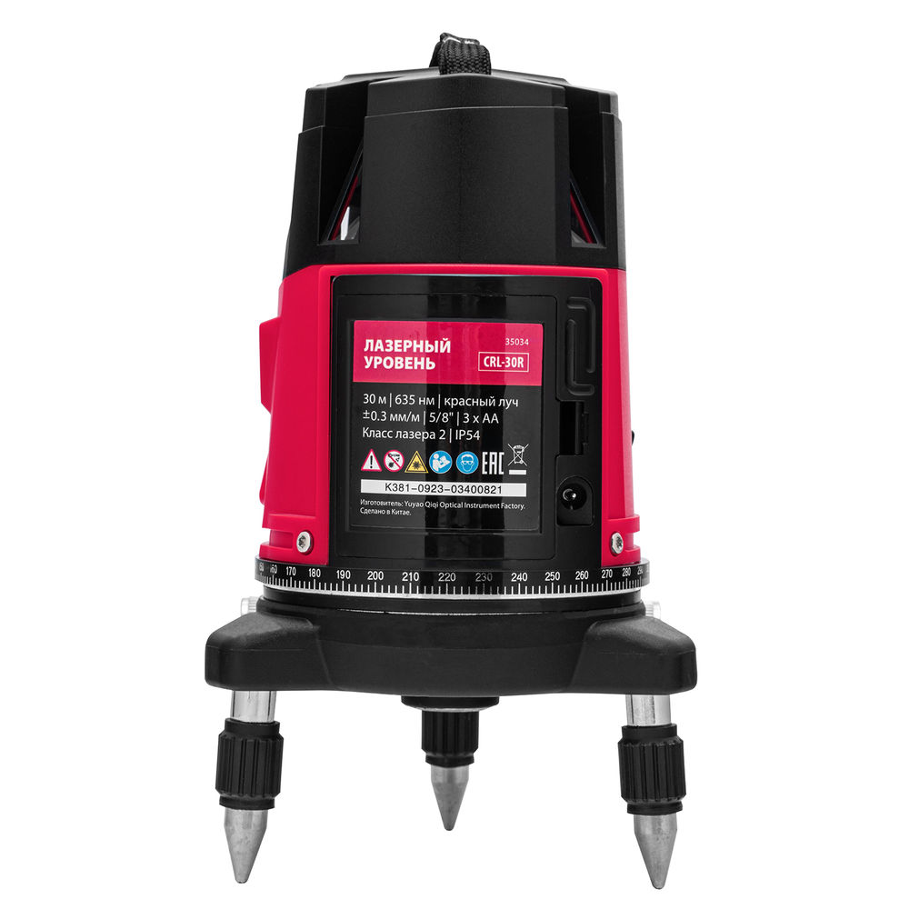 Лазерный уровень CRL-30R, 30 м, красный луч, батарейки, резьба 5/8 MTX (35034)