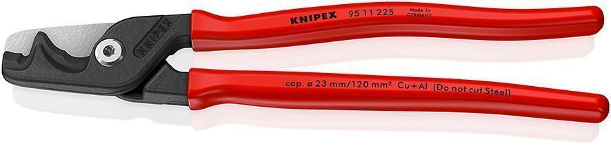 StepCut XL Кабелерез, ступенчатый рез, O 23 мм (120 мм?), длина 225 мм, фосфатированный, обливные ручки (KN-9511225)