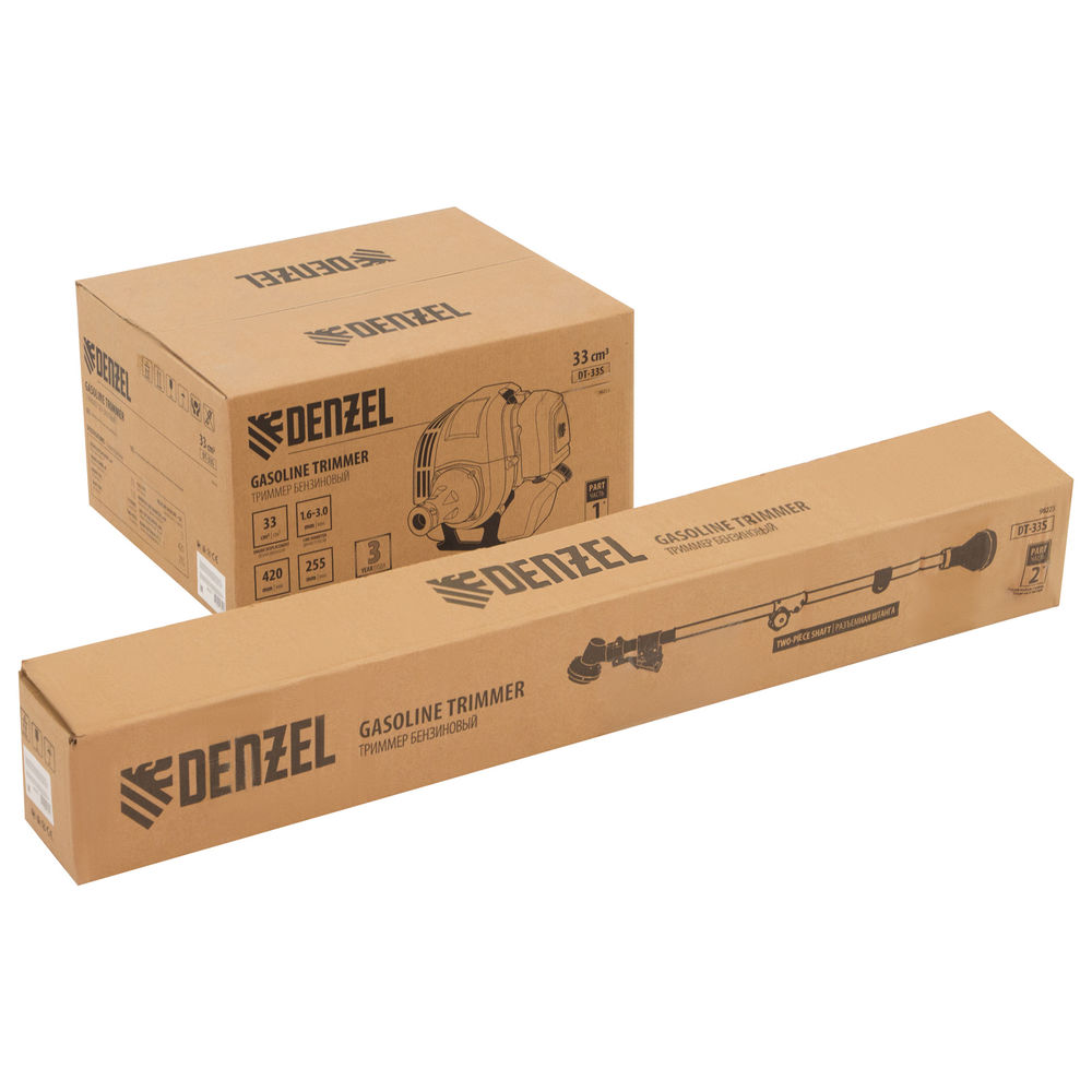 Триммер бензиновый DT 33S, 33 см3, 1.8 л. с, разъемная штанга, состоит из 2 частей Denzel (96223)