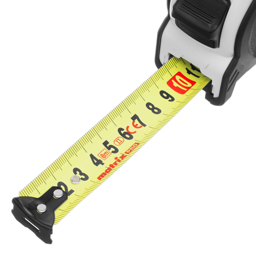 Рулетка Neon,8 м x 25 мм,обрезиненный корпус,3 фиксации,Pro Matrix