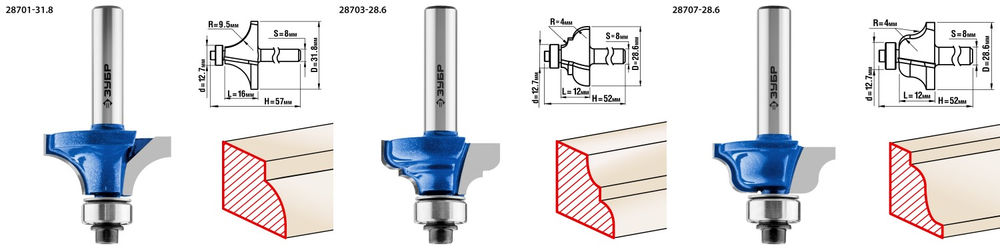 Набор профильных фрез по дереву 30 шт ЗУБР Профессионал 28796-H30  