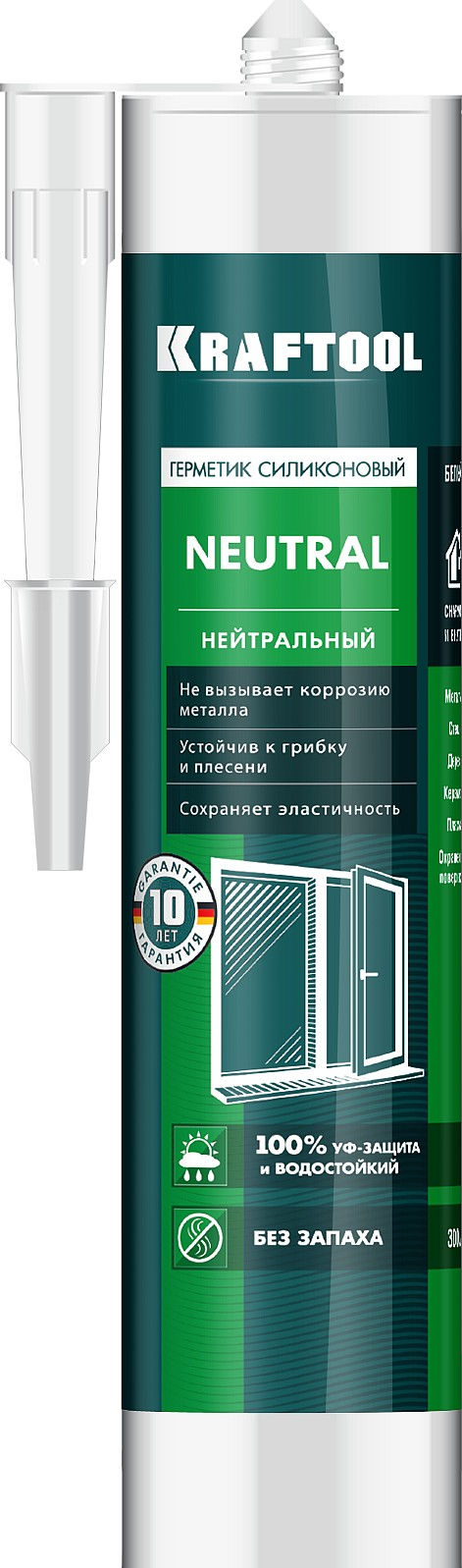 Нейтральный силиконовый герметик NEUTRAL, 300 мл, белый KRAFTOOL 41257-0