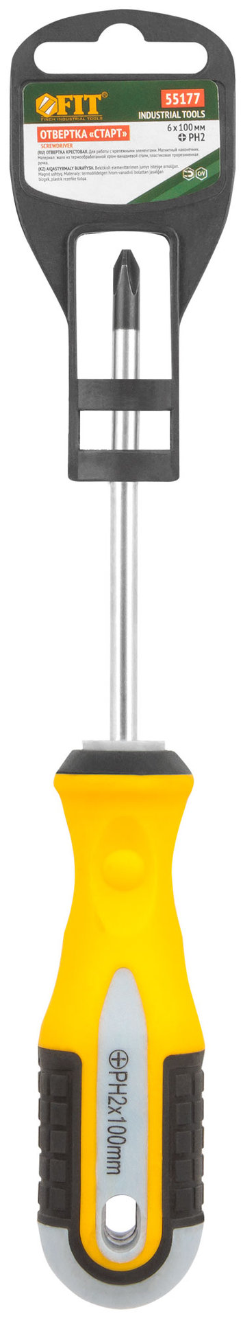 Отвертка Старт, CrV сталь, прорезиненная ручка 6х100 мм РН2 (55177)