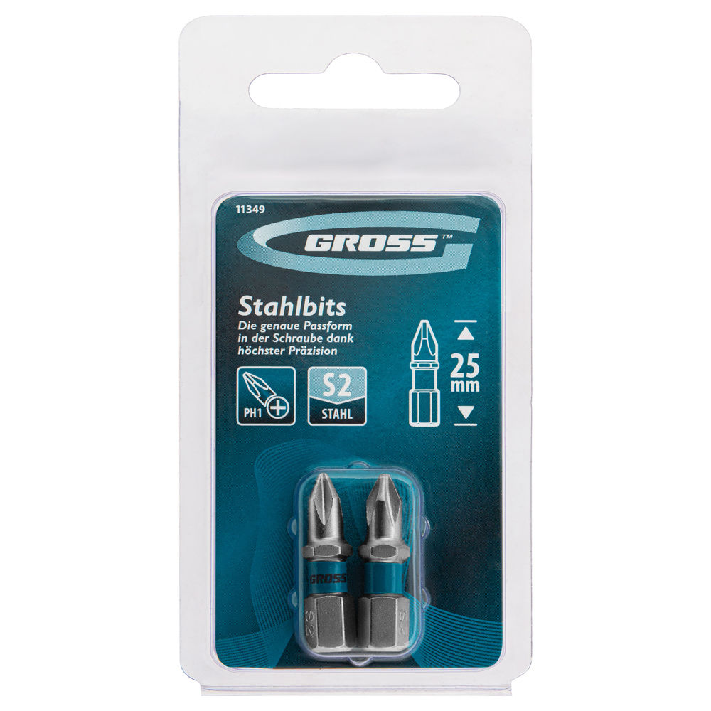 Бита РН1 х 25, сталь S2, 2 шт. Gross (11349)
