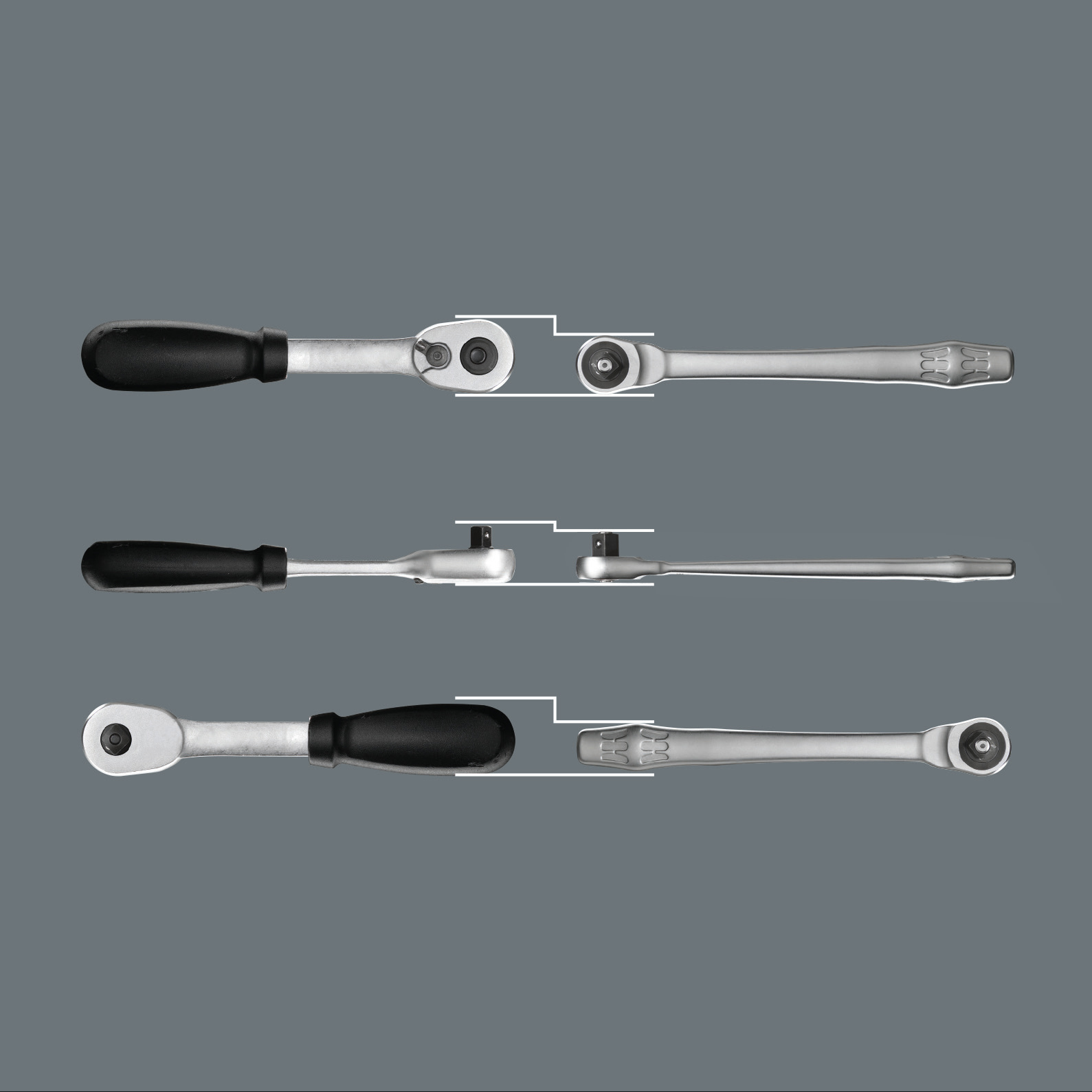 Трещотка 1/2 x 281 мм сдвижной квадрат 76 зубьев Zyklop Metal Push серия 8003 C Wera WE-004063