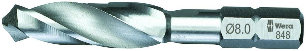 Бита-сверло спиральное 6.8 x 50 мм по металлу 1/4 C6.3 HSS серия 848/1 Wera WE-104619