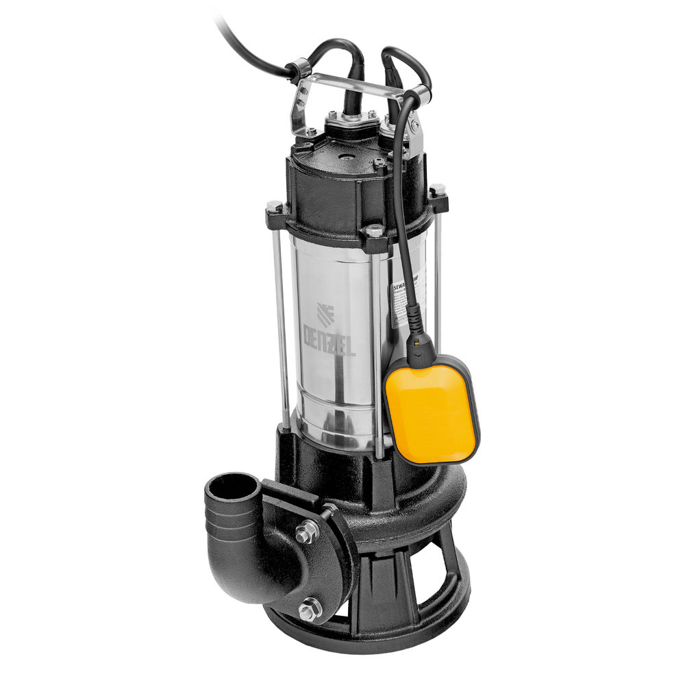 Фекальный насос FP1800-KS, 1800 Вт, напор 17 м, 26000 л/ч, нож-измельчитель Denzel (99806)