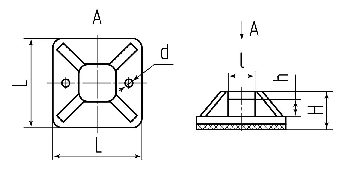 Площадка самоклеящаяся ПМС 20х20 (черн) (100шт) (Fortisflex) (63094)
