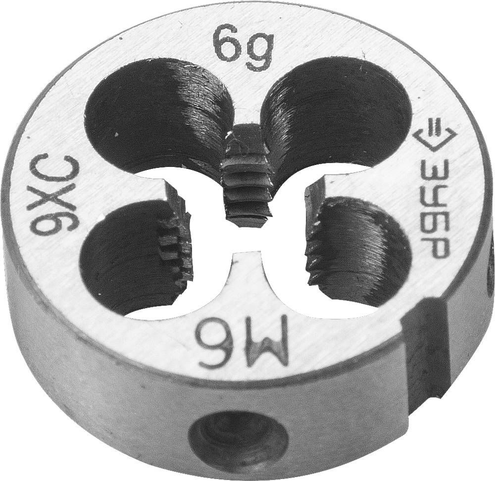 Плашка круглая ручная сталь 9ХС ЗУБР М6 x 1.0 мм 4-28022-06-1.0
