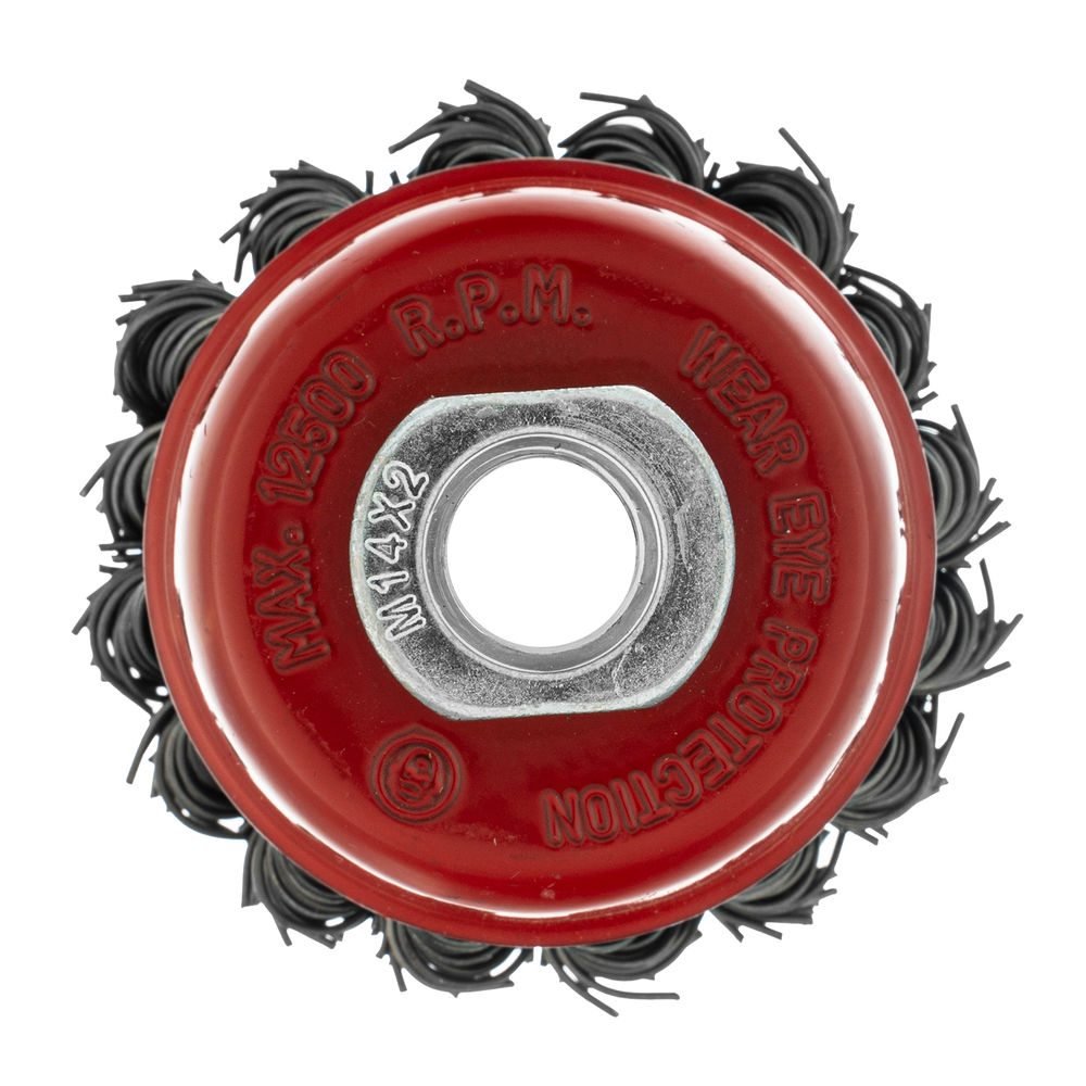 Щетка для УШМ, 65 мм, М14, чашка, крученая проволока 0.8 мм Matrix (74621)