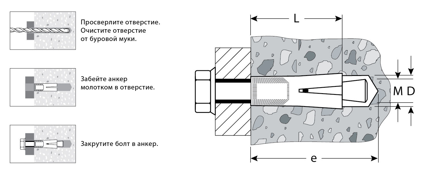 Анкер с клином 12?52 мм, 30 шт ЗУБР 4-302072-12-052
