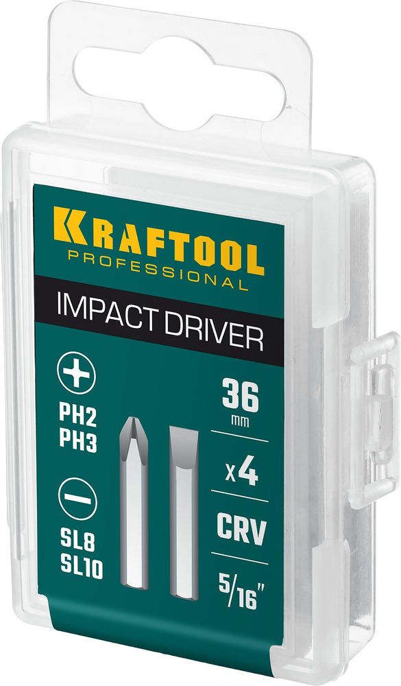 Набор бит для ударной отвертки, 4 шт, 36 мм KRAFTOOL 25551