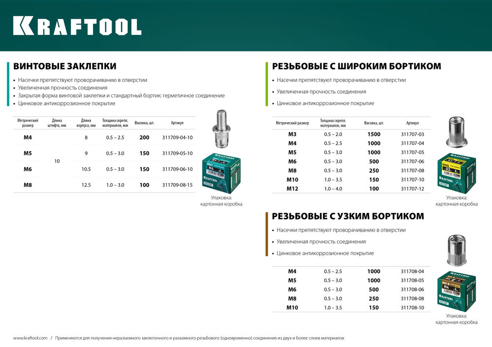 Стальные винтовые заклепки М4?8 мм Bolt штифт 10 мм 200 шт KRAFTOOL 311709-04-10