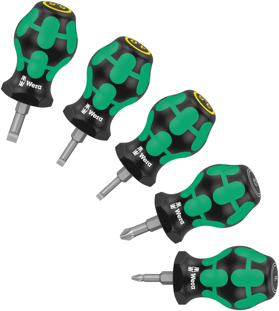 Набор отвёрток коротких Kraftform 5 пр., SL 0.6x3.5x25/0.8x4.0x25/1.0x5.5x25, PZ 1x25/2x25 Stubby Set 2 WE-008871