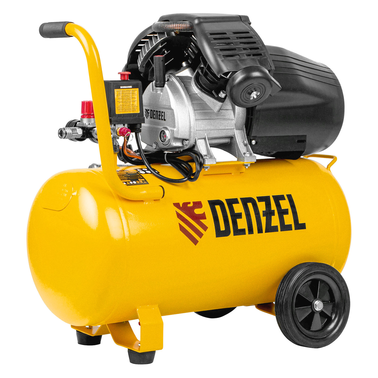 Компрессор воздушный DCV2200/50, прямой привод, 2.2 кВт, 50 литров, 380 л/мин Denzel (58167)