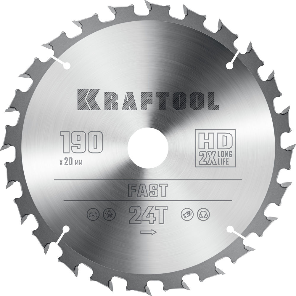 Пильный диск по дереву Fast, 190 х 20 мм, 24Т KRAFTOOL 36950-190-20