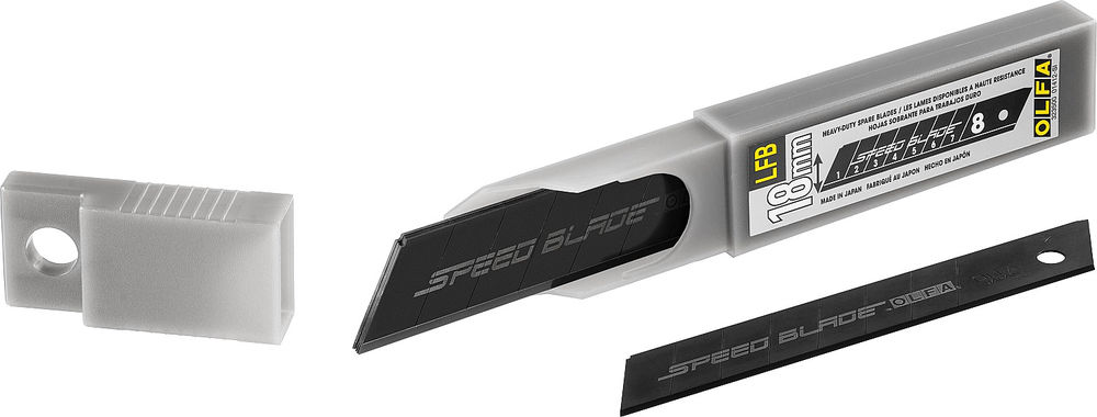 Тефлоновые сегментированые лезвия 18 мм, 5 шт, в пластиковом кейсе + блистер OLFA OL-LFB-5B