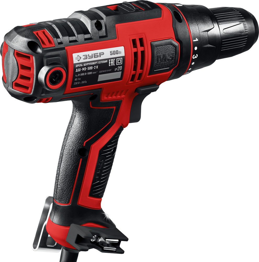 Дрель-шуруповерт сетевая 500 Вт 45 Н·м кейс ЗУБР ДШ-М3-500-2 К