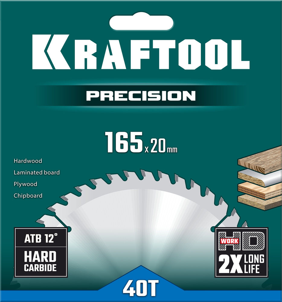 Пильный диск по дереву Precision, 165 х 20 мм, 40Т KRAFTOOL 36952-165-20