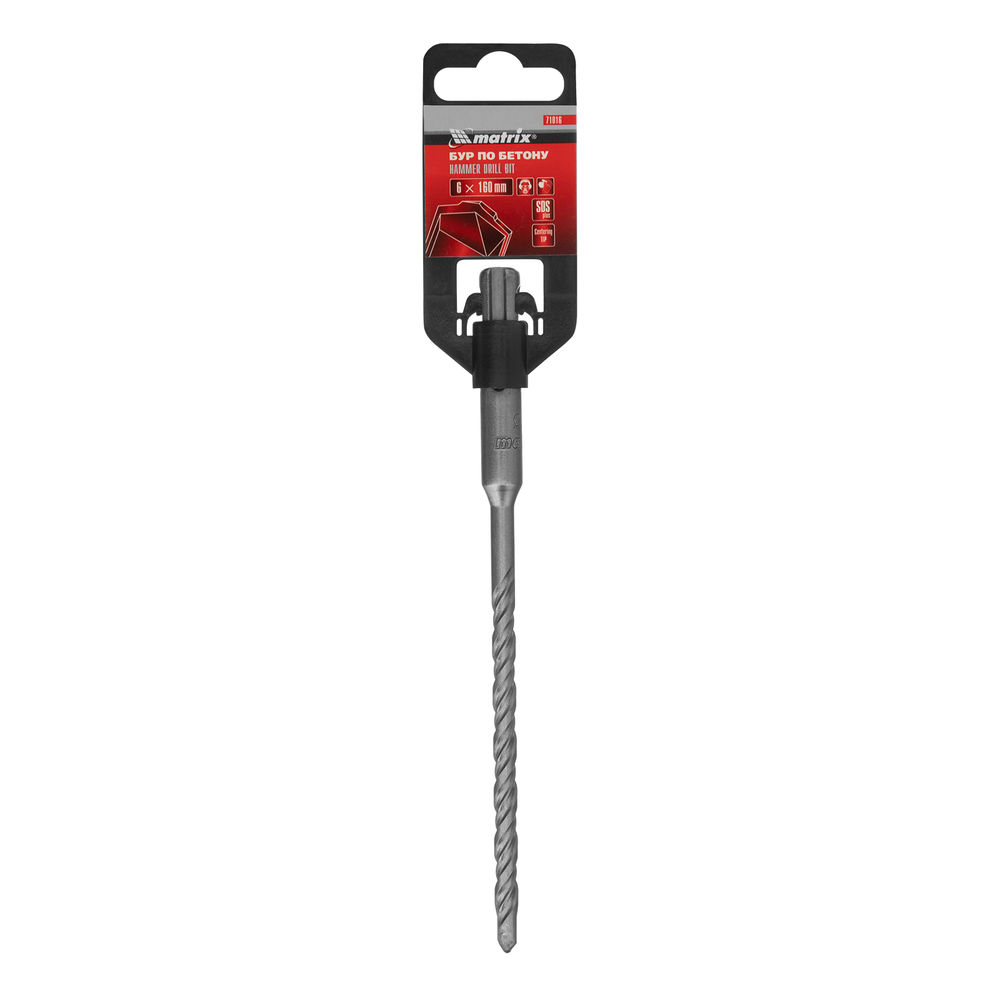 Бур по бетону, 6 x 160 мм, SDS Plus Matrix (71016)
